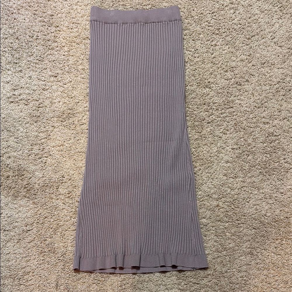 En Saison Taupe Ribbed Maxi Pencil Skirt Size Medium